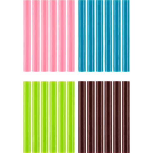 (1) A1932405 - 6 pink, 6 teal, 6 lime green, and 6 maroon full size glue sticks