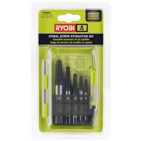 (1) A96SE51 - 5 PC. Spiral Screw Extractor Set