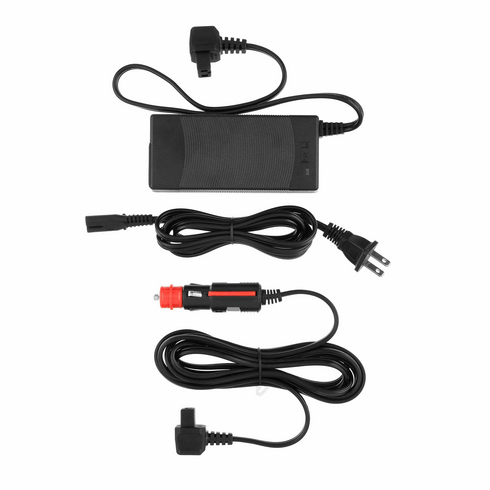 (1) Power Cord, (1) 12V Car Power Port Adaptor & (1) 120V Power Adaptor