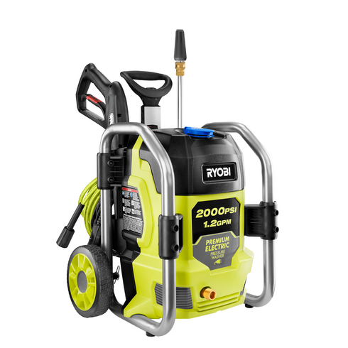 (1) RY142022 - 2000 PSI 1.2 GPM ELECTRIC PRESSURE WASHER, (1) TRIGGER HANDLE, (1) METAL SPRAY WAND, (1) HIGH PRESSURE HOSE (3) NOZZLES (15°, TURBO, SOAP) 