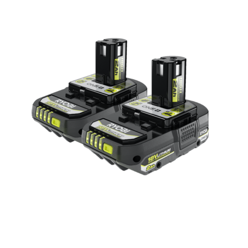 (2) baterías ONE+ de alto rendimiento de 18 V y 2 Ah