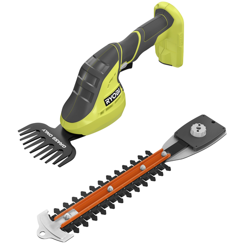 (1) P2908BTL - 18V ONE+ 2-in-1 Shear Shrubber With (1) 8" Shrubber Blade and (1) 4" Grass Shearing Blade