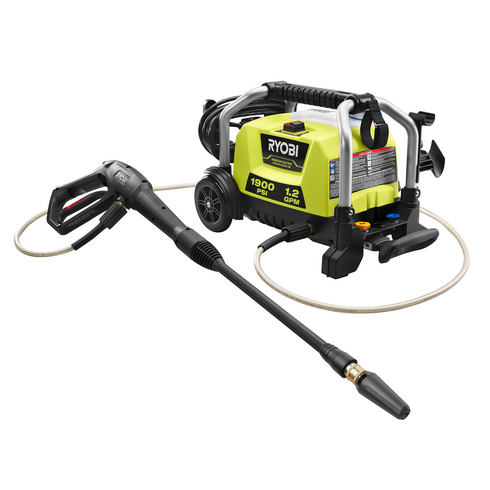 (1) RY1419MT - 1900 PSI 1.2 GPM ELECTRIC PRESSURE WASHER, (1) TRIGGER HANDLE, (1) SPRAY WAND, (1) HIGH PRESSURE HOSE, & (3) NOZZLES (15°, TURBO, SOAP) 