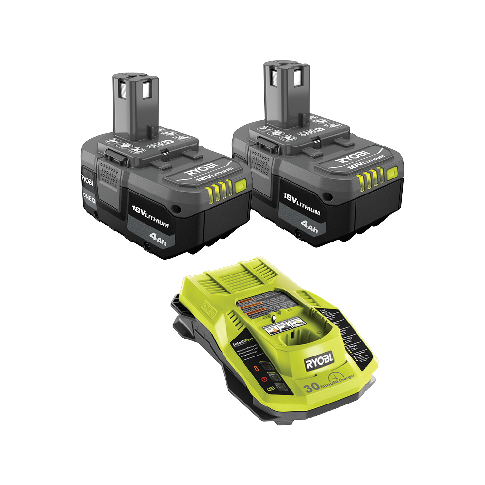 18V ONE+ 4AH LITHIUM BATTERY (2-PACK) WITH CHARGER - RYOBI Tools