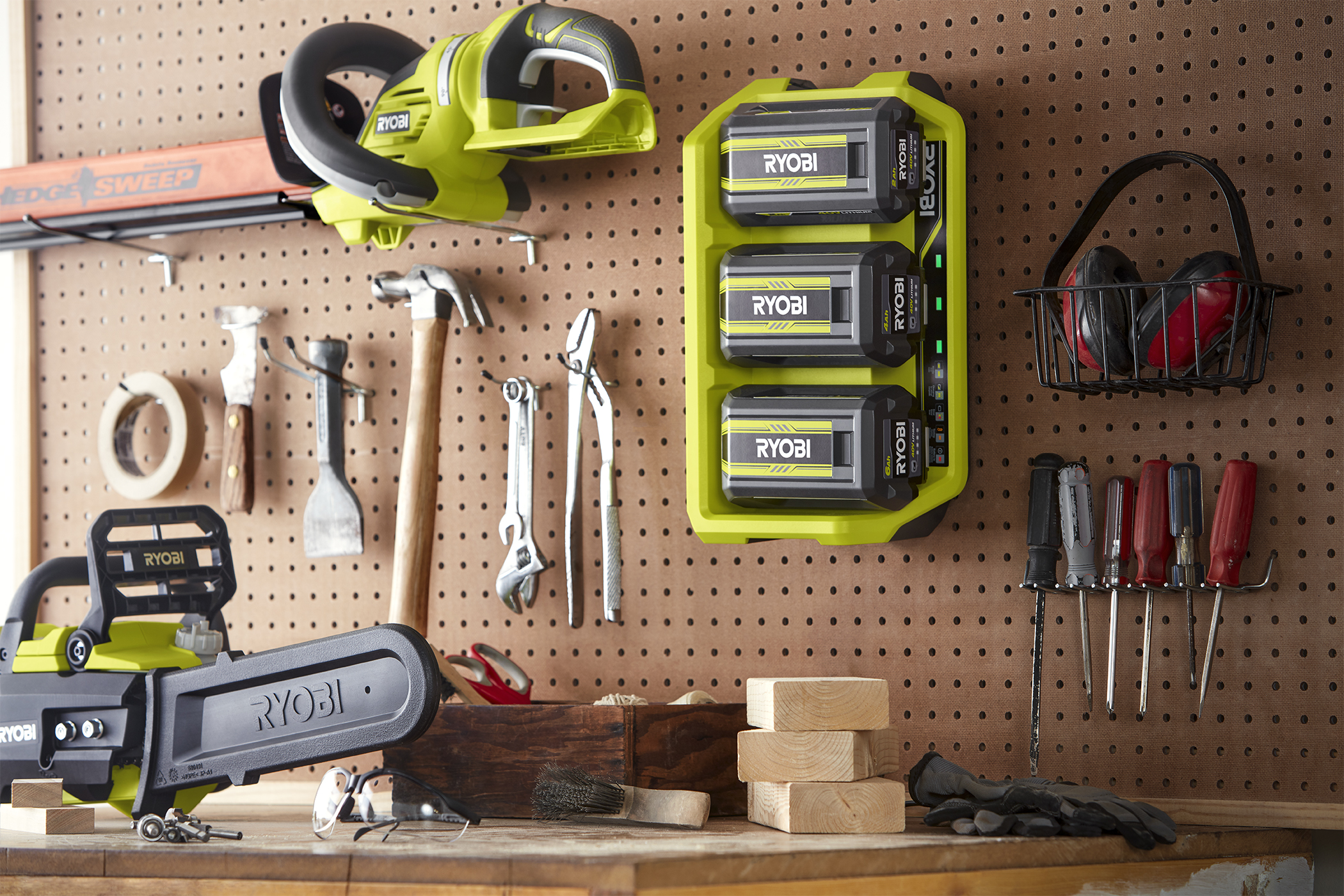 Ryobi power tool storage for the french cleat wall!