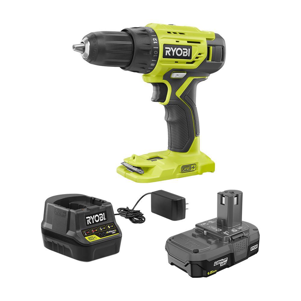 Ryobi P1817 18V ONE+ Lithium-Ion Cordless 2-Tool Combo Kit with (2) 1.5 Ah  Batteries, 18-Volt Charger, and Bag 