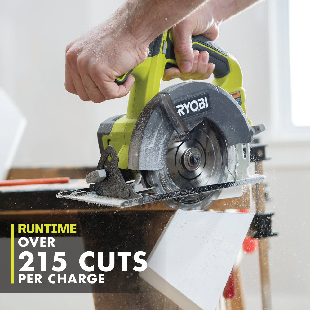 Ryobi P506 One+ Lithium Ion 18V 5 1/2 Inch 4,700 RPM Cordless Circular Saw  with Laser Guide and Carbide-Tipped Blade (Battery Not Included, Power Tool  Only) green full size 