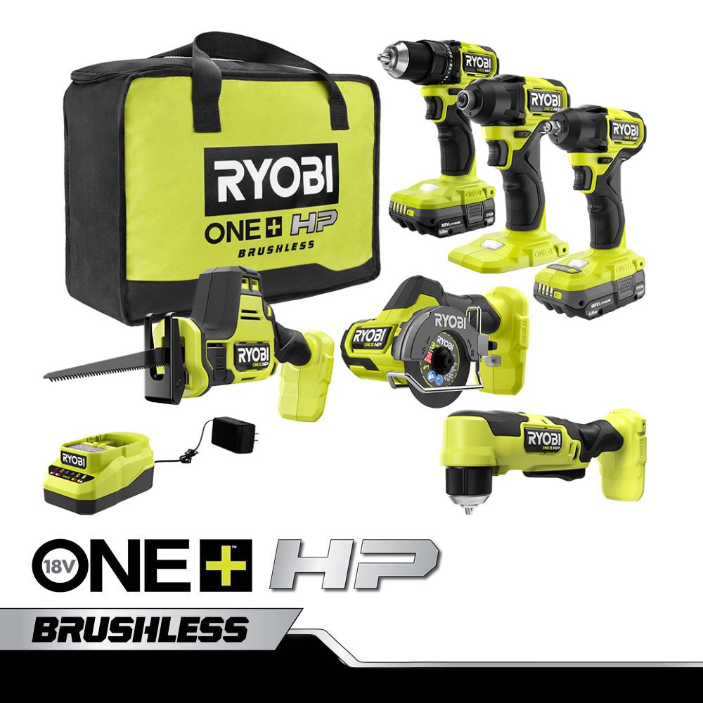 ONE+ 18V Cordless 5-Tool Automotive Detailing Kit with (1) 2.0 Ah Battery,  (1) 4.0 Ah Battery and Charger
