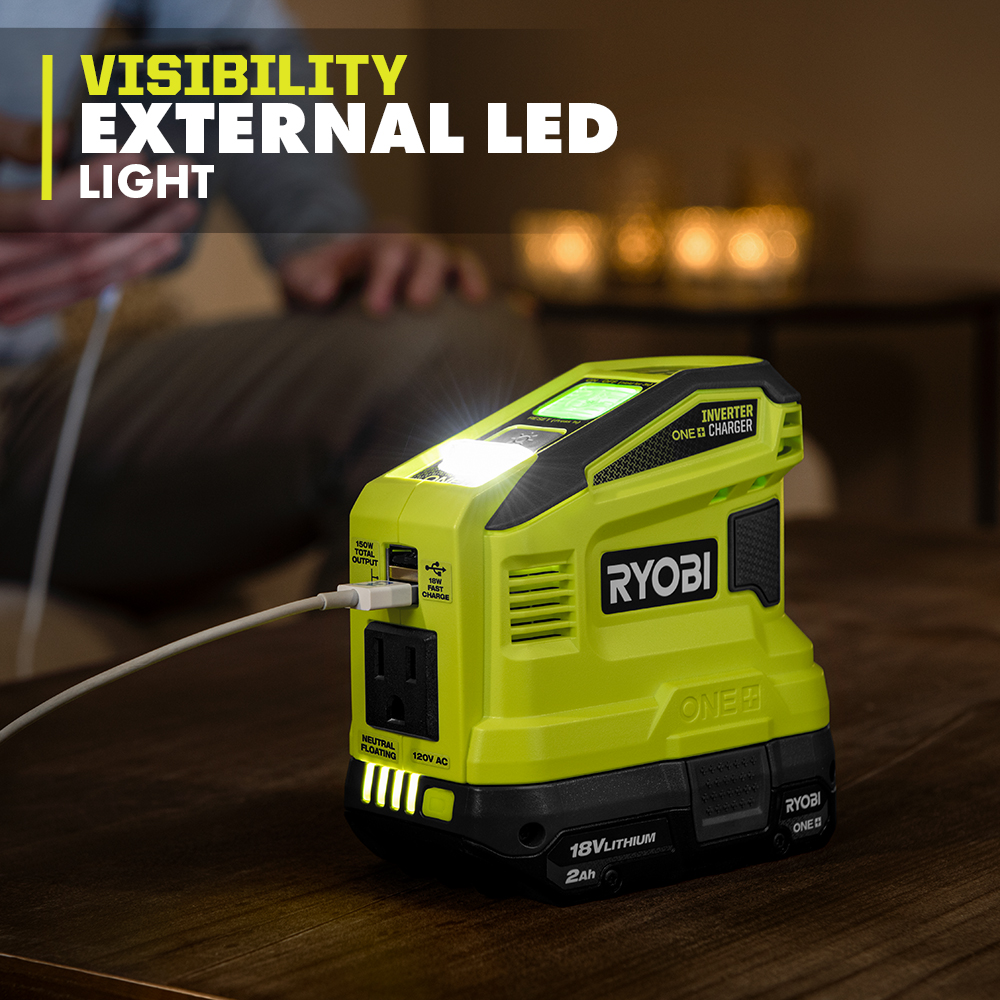 Ryobi 18 V One+ Akku-Wechselrichter, Continuous Wattage 150 W, without  Battery