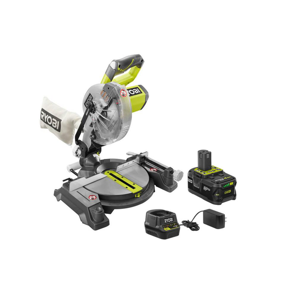 Product photo: 18V ONE+ 7-1/4" Miter Saw Kit with 4.0 Ah Battery, Charger, Blade and Blade Wrench
