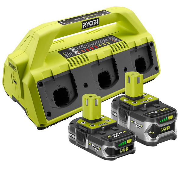 Ryobi 18-Volt ONE SuperCharger and 2 Lithium-Ion Batteries Kit 