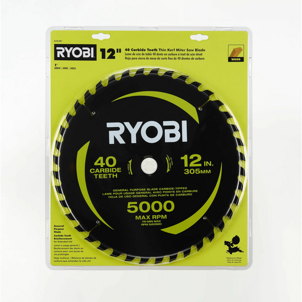 Product photo: RYOBI 12 in. 40 Carbide Teeth Thin 