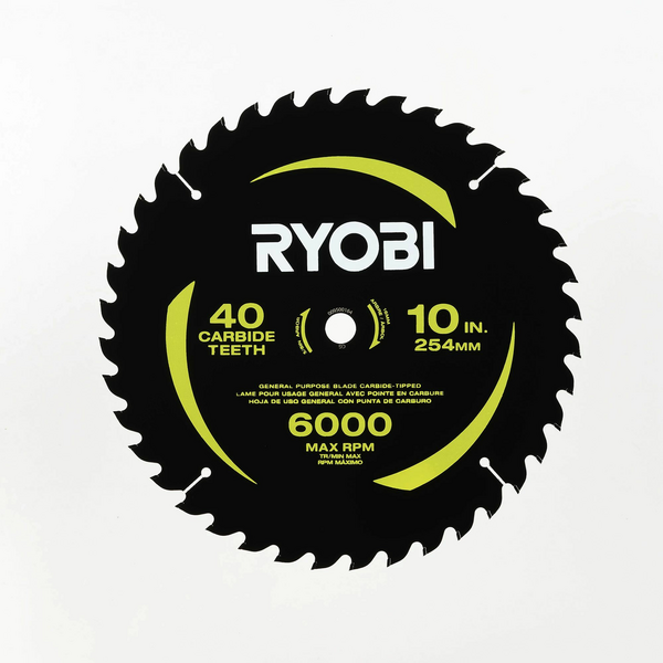 Product photo: RYOBI 10 in. 40 Carbide Teeth Thin 