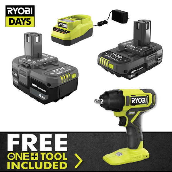 Product photo: 18V ONE+ LITHIUM STARTER KIT WITH FREE 18V ONE+ 3/8" IMPACT WRENCH