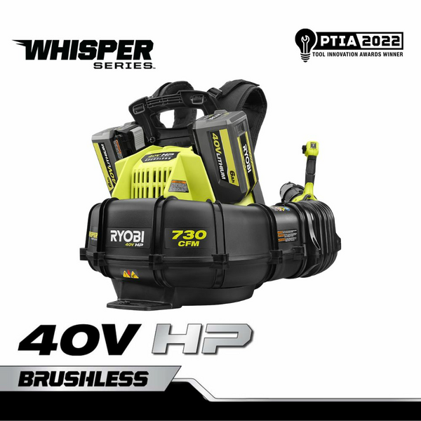 Product photo: 40V HP BRUSHLESS WHISPER SERIES 730 CFM BACKPACK BLOWER KIT