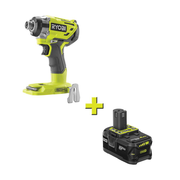 Product photo: 18V ONE+ Brushless 3-Speed 1/4" Hex Impact Driver with Belt Clip With Free 4.0 AH Battery