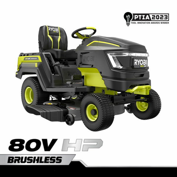 Product photo: 80V HP BRUSHLESS 42" BATTERY CORDLESS ELECTRIC RIDING LAWN TRACTOR