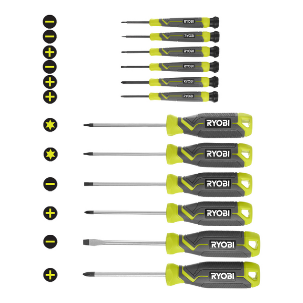 Product photo: Screwdriver Set (12-Piece) with Cushion Grip Handles