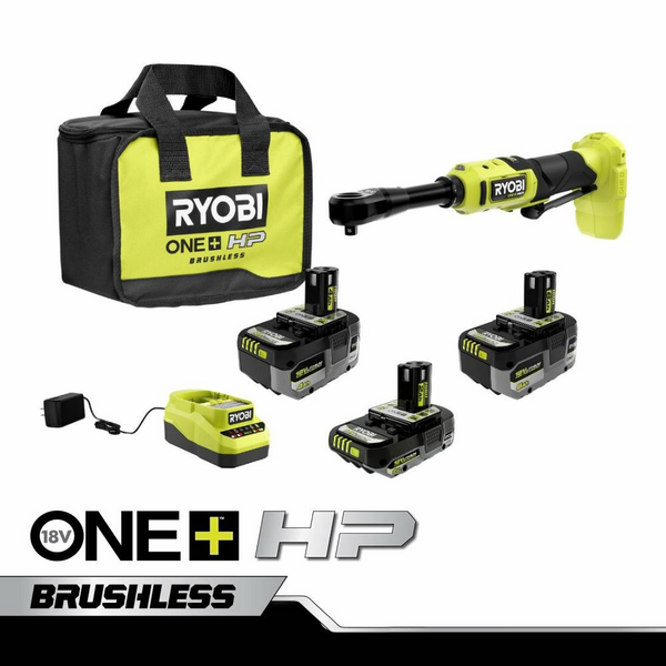 Product photo: 18V ONE+ LITHIUM HIGH PERFORMANCE STARTER KIT WITH FREE 18V ONE+ HP COMPACT BRUSHLESS 3/8" EXTENDED REACH RATCHET