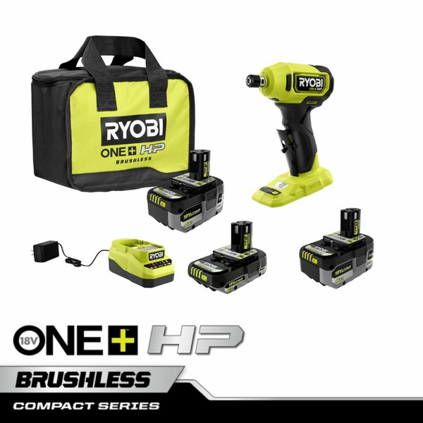 Product photo: 18V ONE+ LITHIUM HIGH PERFORMANCE STARTER KIT WITH FREE 18V ONE+ HP COMPACT BRUSHLESS 1/4" RIGHT ANGLE DIE GRINDER 