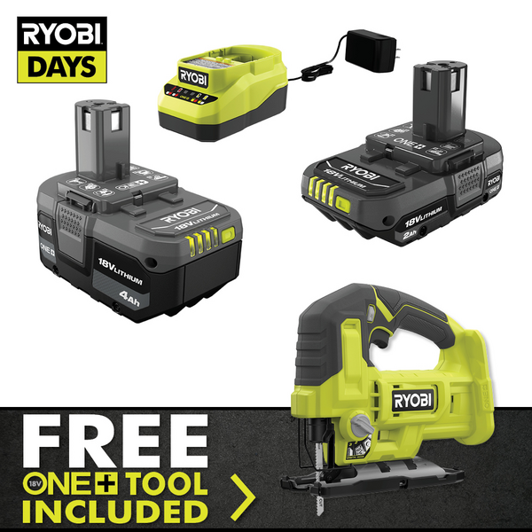 Product photo: 18V ONE+ LITHIUM STARTER KIT WITH FREE 18V ONE+ JIG SAW