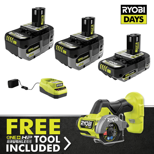 Product photo: 18V ONE+ LITHIUM HIGH PERFORMANCE STARTER KIT WITH FREE 18V ONE+ HP COMPACT BRUSHLESS CUT-OFF TOOL