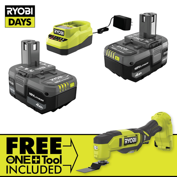 Product photo: 18V ONE+ 4Ah LITHIUM-ION STARTER KIT WITH FREE 18V ONE+ MULTI-TOOL