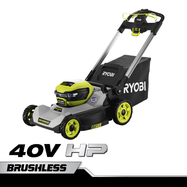 Image of Ryobi 18V ONE+ 16 in. Cordless Self-Propelled Lawn Mower with Integrated Battery and Charger