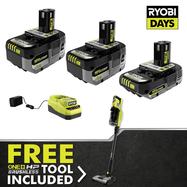 Product photo: 18V ONE+ LITHIUM HIGH PERFORMANCE STARTER KIT WITH FREE 18V ONE+ HP STICK VACUUM 