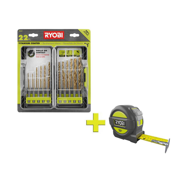 TITANIUM DRILL BIT KIT (22PIECE) WITH BONUS 25... RYOBI Tools