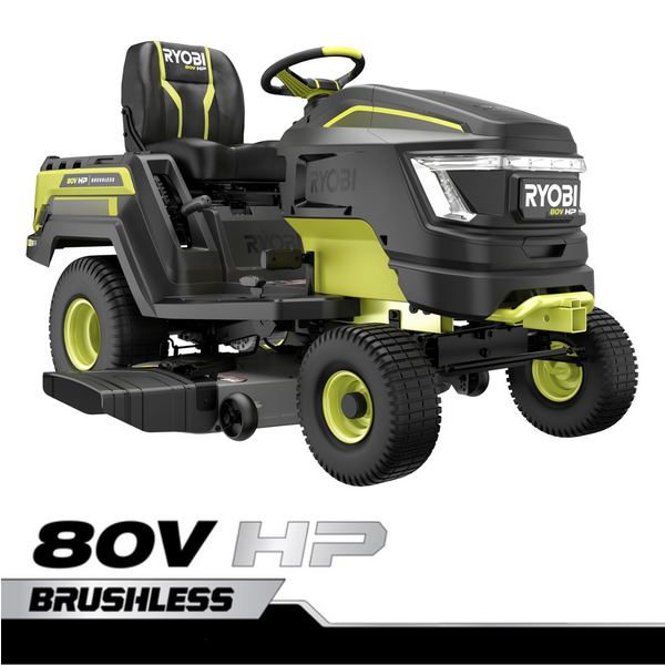 Product photo: 80V HP BRUSHLESS 46" BATTERY CORDLESS ELECTRIC RIDING LAWN TRACTOR