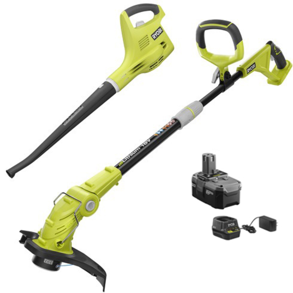 Product photo: 18V ONE+™ String Trimmer/Edger & Sweeper with 2.6Ah Battery & Charger