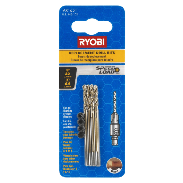 Product photo: 7/64" and 3/32" Replacement Drill Bits for Countersinks