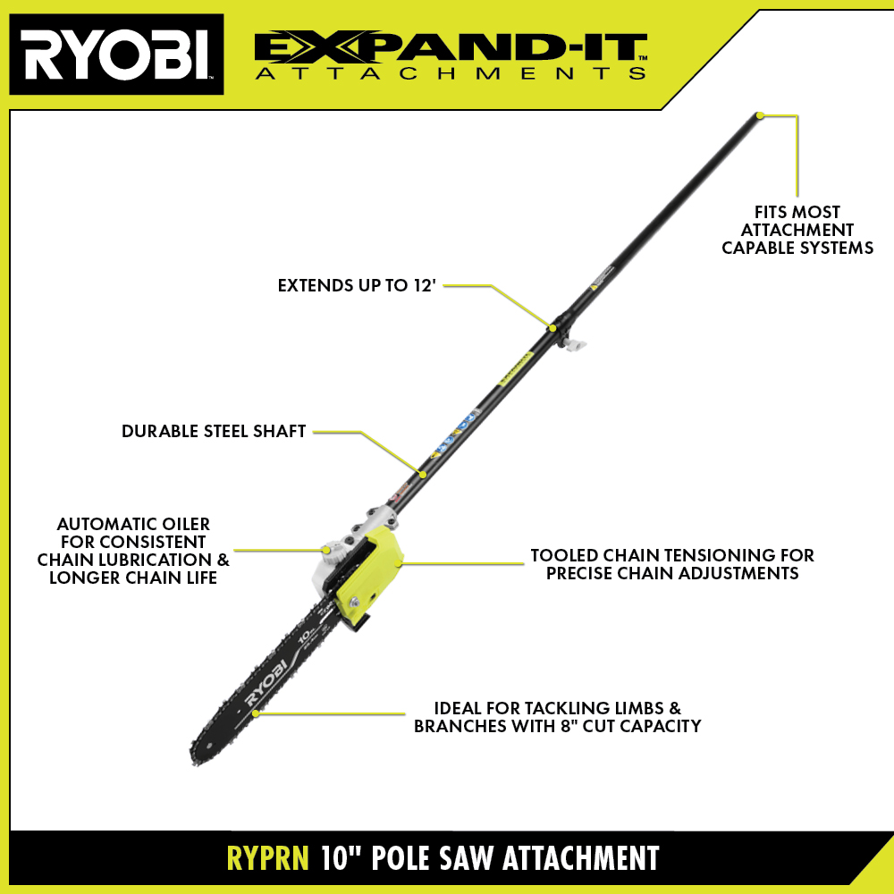 RYOBI Expand-It Extension Pole Attachments with Male/ Male shaft connectors
