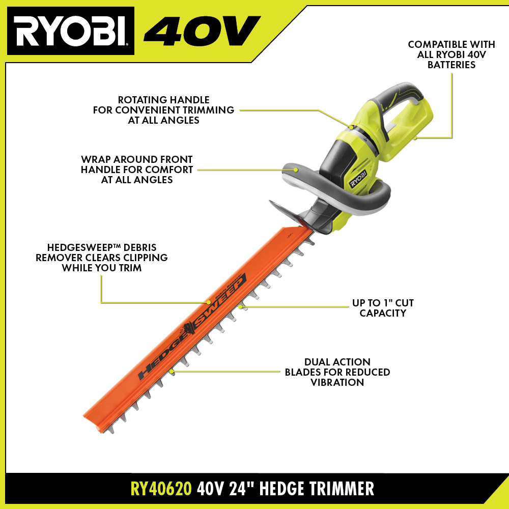 40-Volt Cordless Hedge Trimmer Attachment – Ryobi Deal Finders