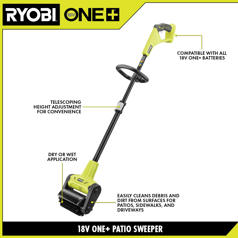RYOBI 18V ONE+ Cordless Patio Cleaner With Scrubbing Brush [RY18PCB] 
