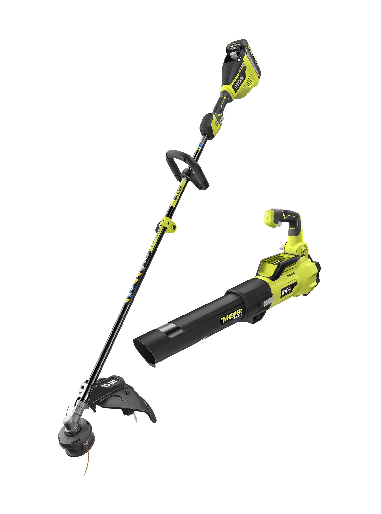 Ryobi 40V Cordless Battery String Trimmer and Jet Fan Blower Combo Kit (2-Tools) with 4.0 Ah Battery and Charger