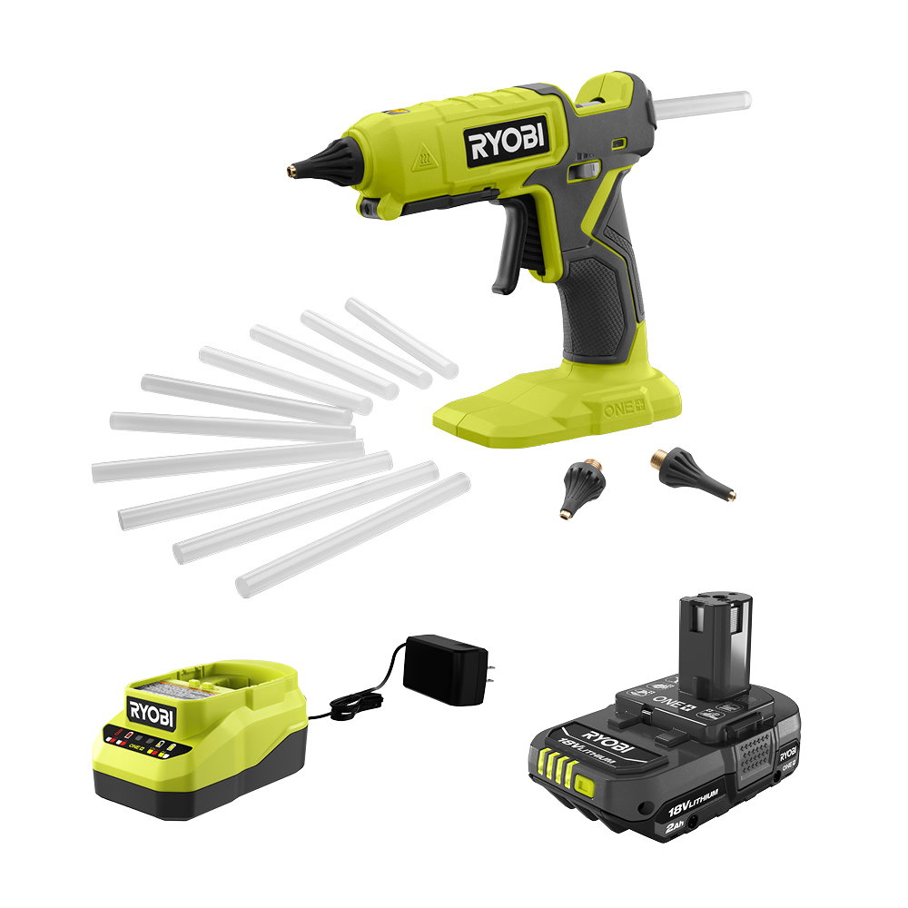 RYOBI 18V ONE+ 2-Tool Kit - Rotary Tool with Accessorie kit, Ryobi Glue  Gun. Comes with Battery and Charger, 13.5 X 7.75 X 7.75 (PCL1205K1)