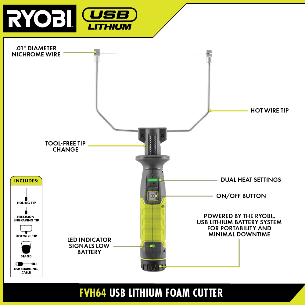 USB LITHIUM FOAM CUTTER KIT - RYOBI Tools