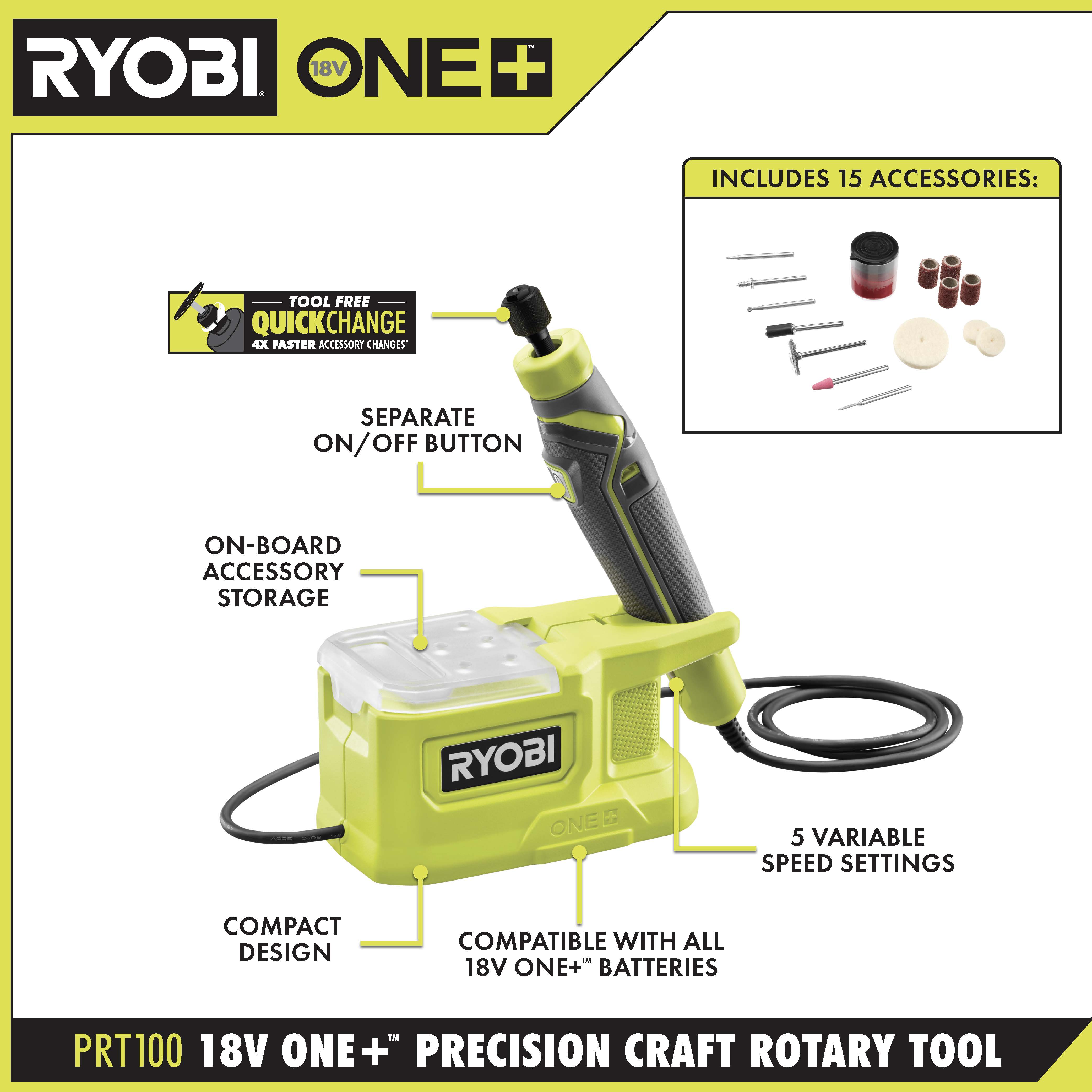 Ryobi ONE+ 18V PRT100B Cordless Precision Rotary Tool - jewelry
