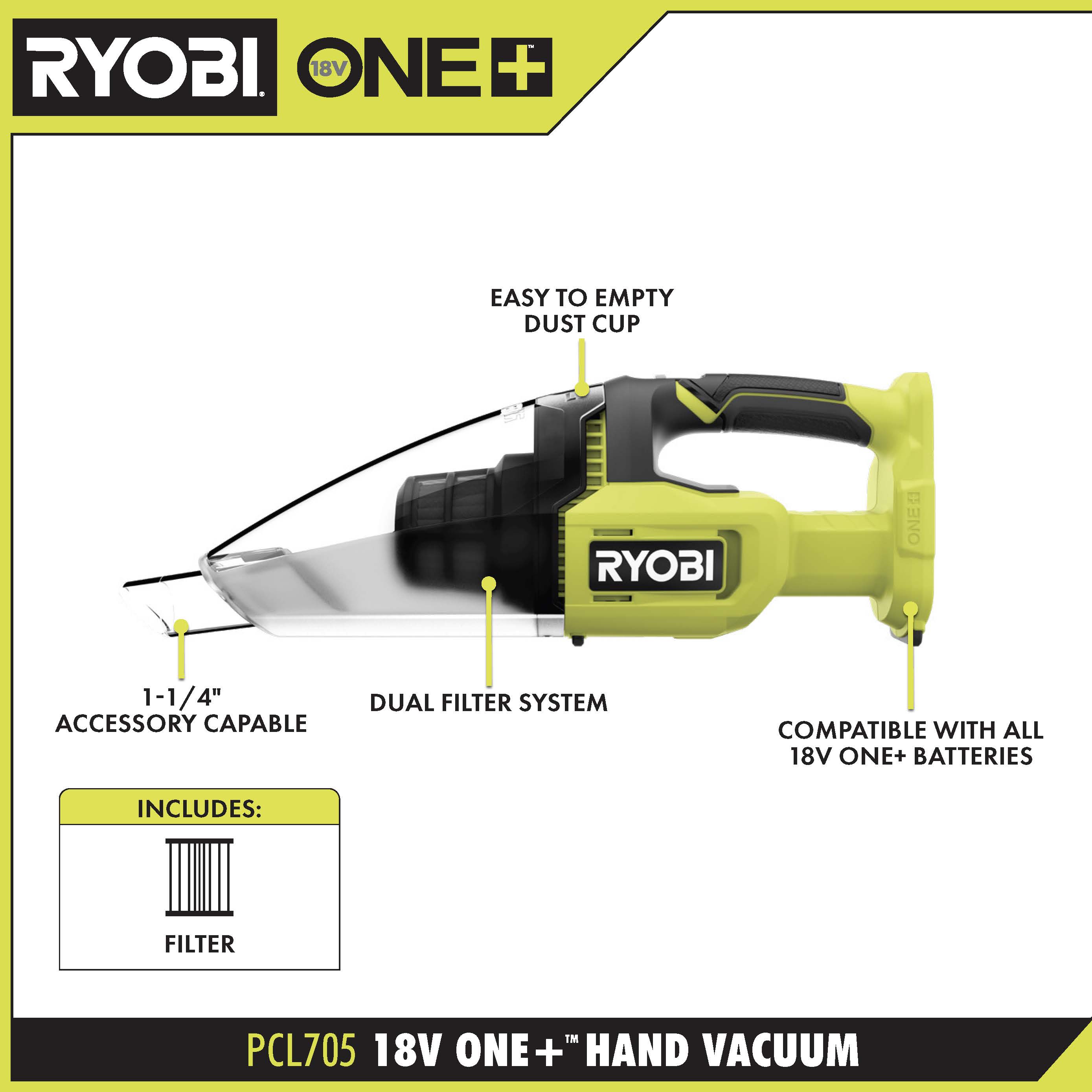 18V ONE+ HAND VACUUM KIT - RYOBI Tools