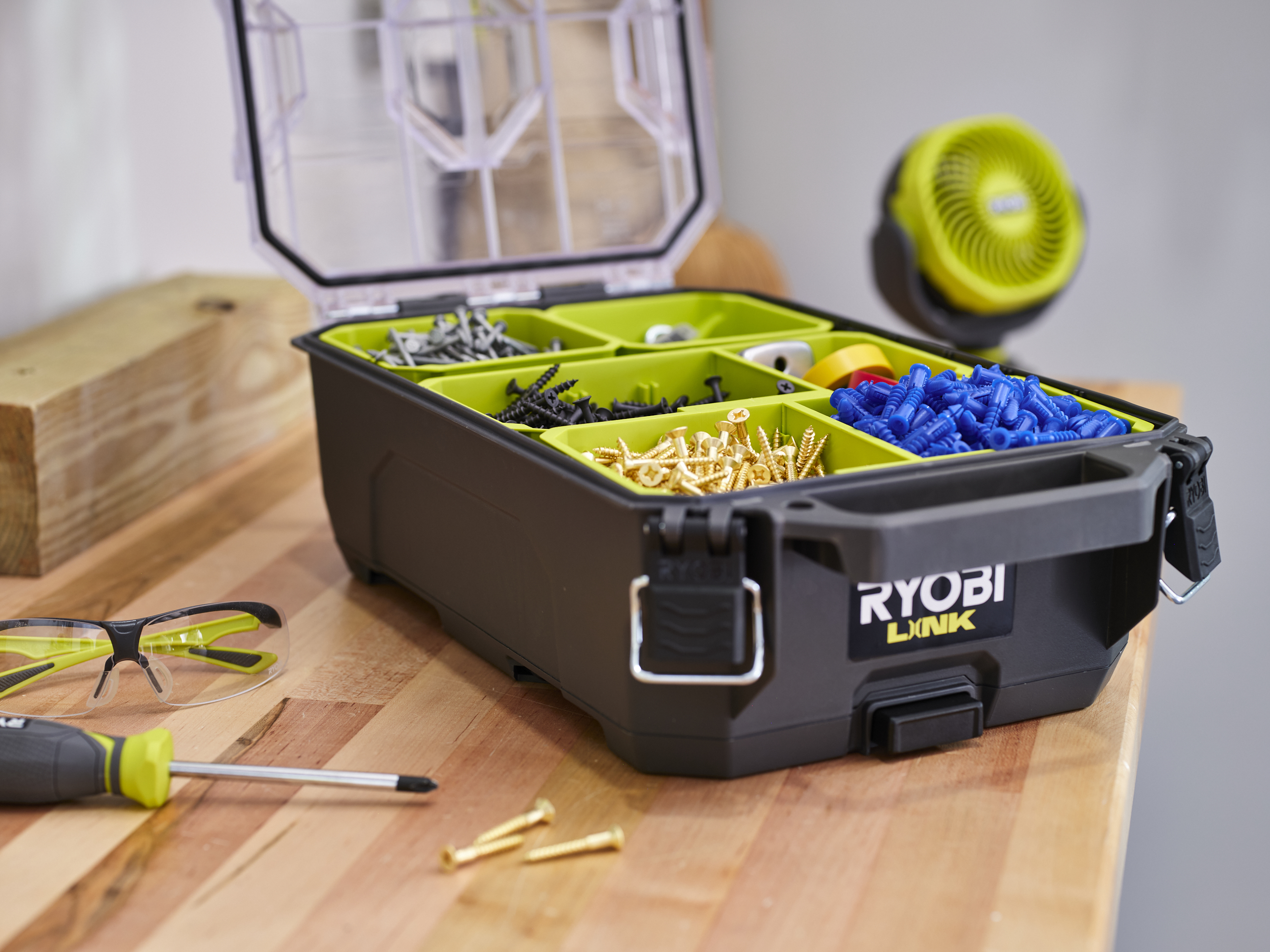 RYOBI LINK 10-Compartment Modular Small Parts Organizer Tool Box STM303 -  The Home Depot