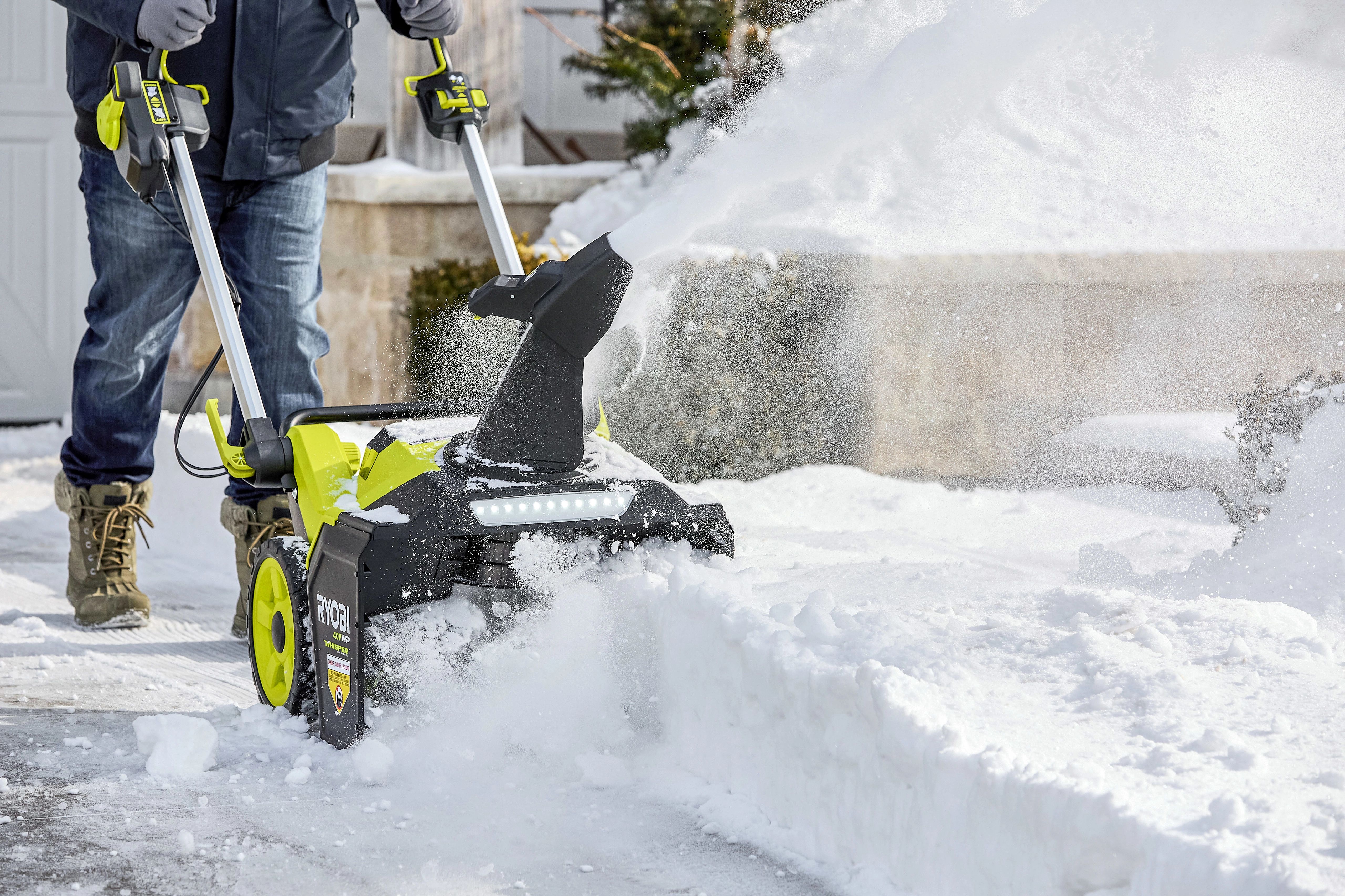 This Whisper Series snow blower is engineered to be 84% quieter than gas, and even quieter than other cordless snow blowers	