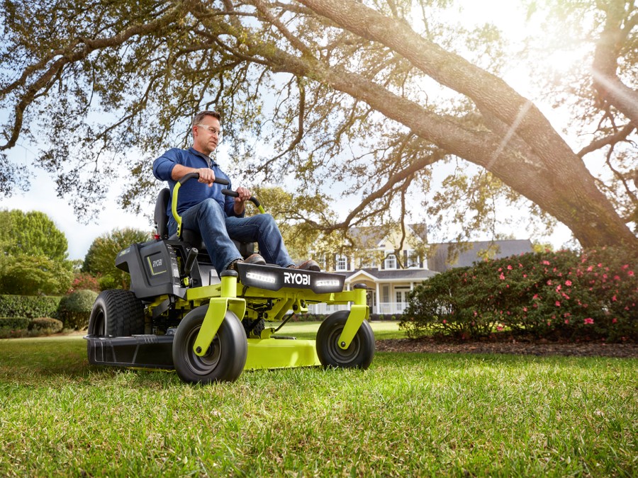 Ryobi electric ride on lawn deals mower