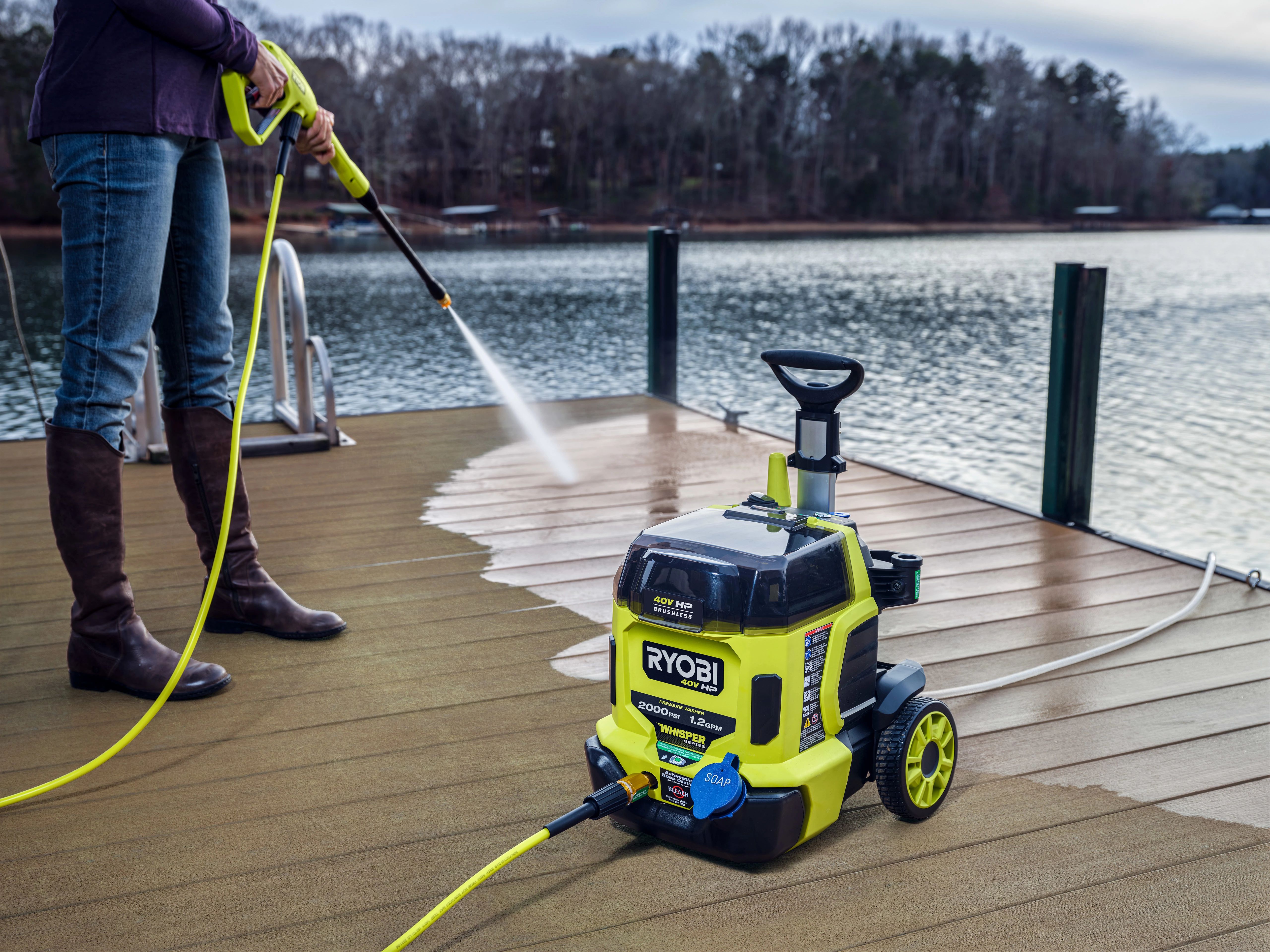 Brushless motor, advanced electronics and high performance lithium technology delivers up to 2,000 PSI, making this pressure washer 