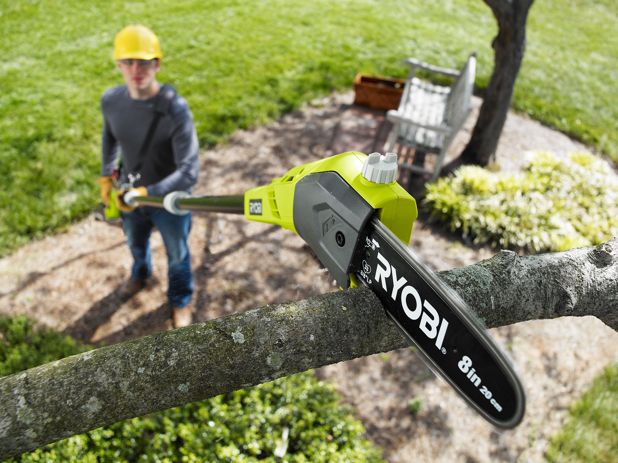 w/ Battery+Charger 8 18-Volt Lithium-Ion Cordless Pole Saw,1.3 Ah RYOBI ONE+ 