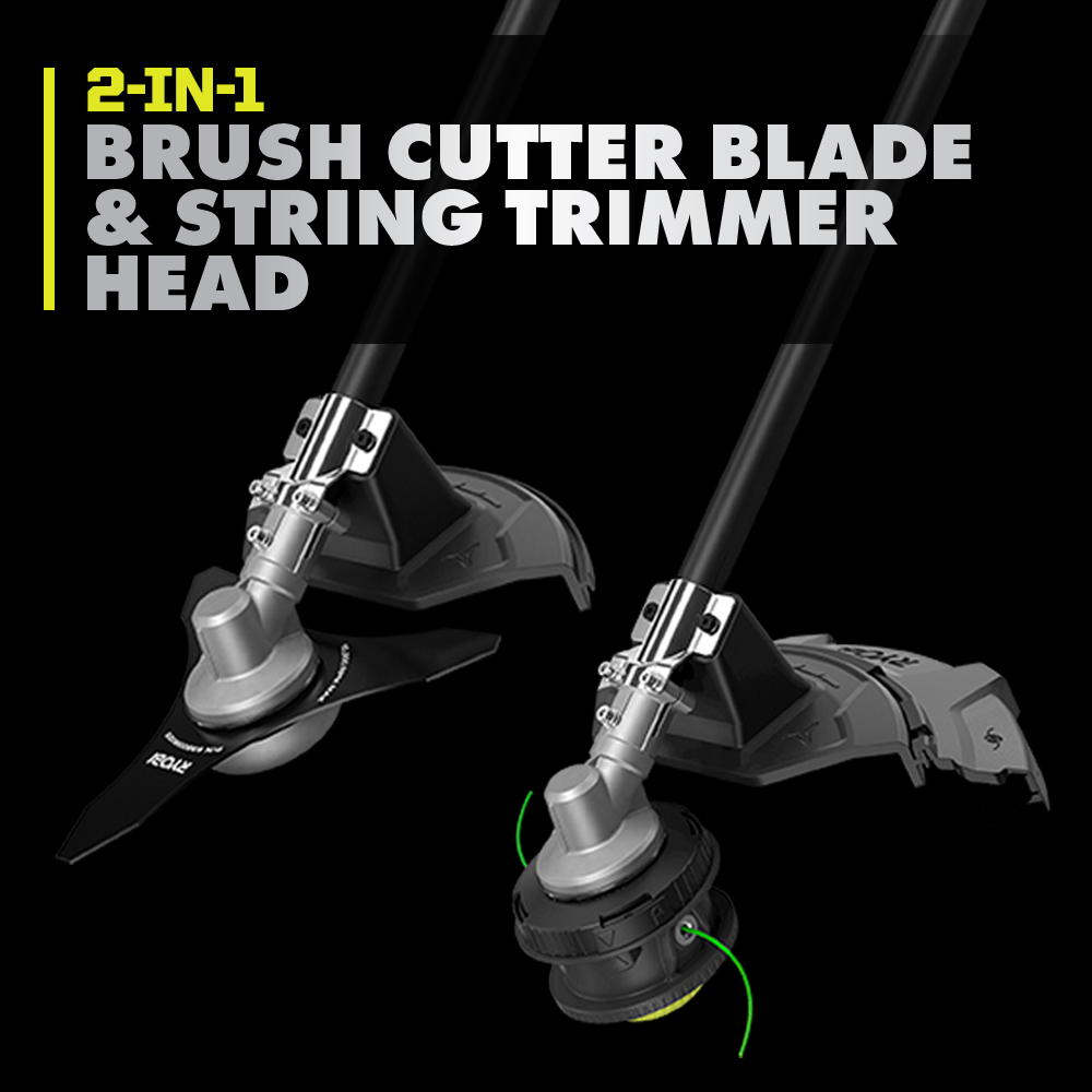 2-in-1 Design with a Brush Cutter Blade & a String Trimmer Head