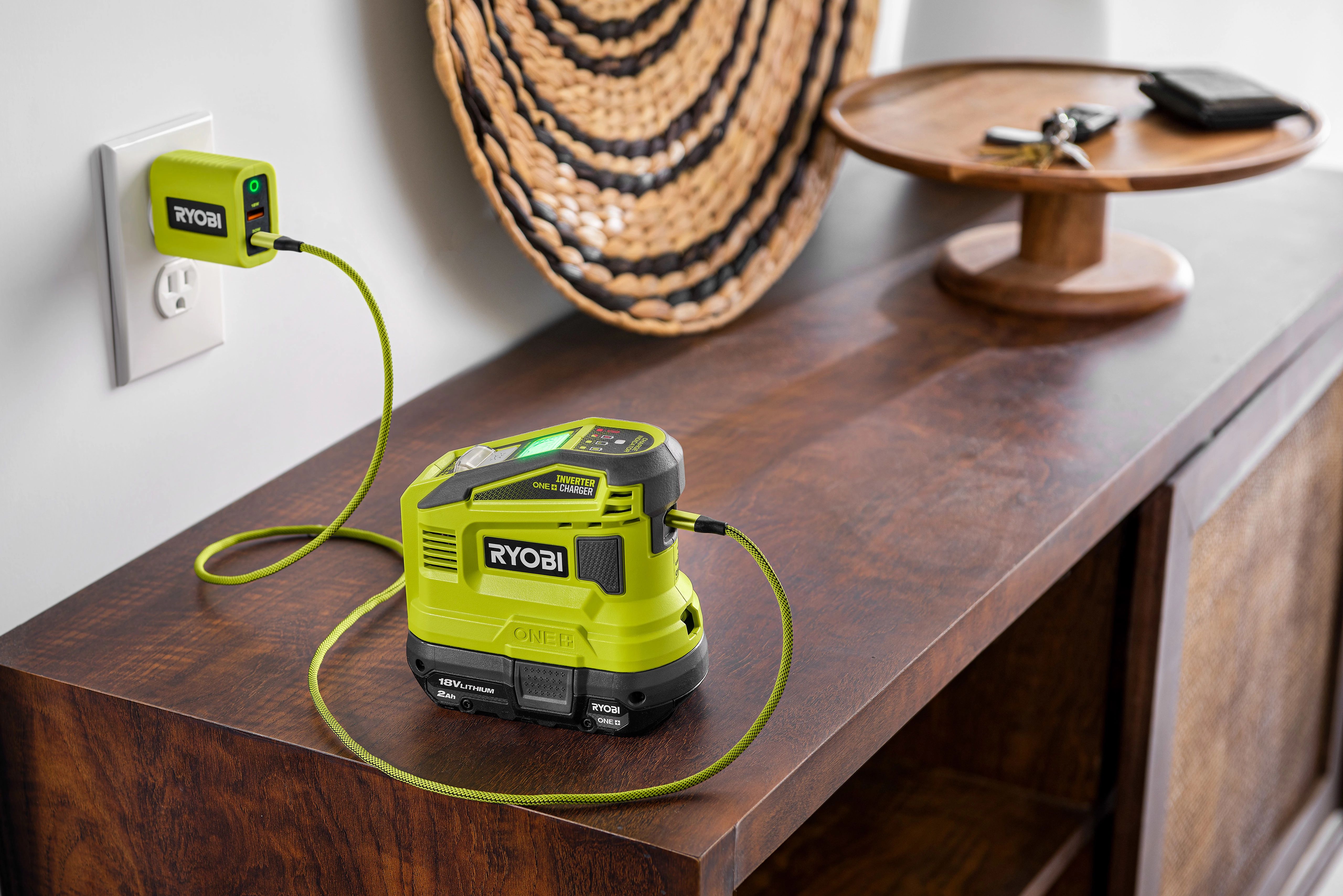 Charges All RYOBI One+ 18-Volt batteries