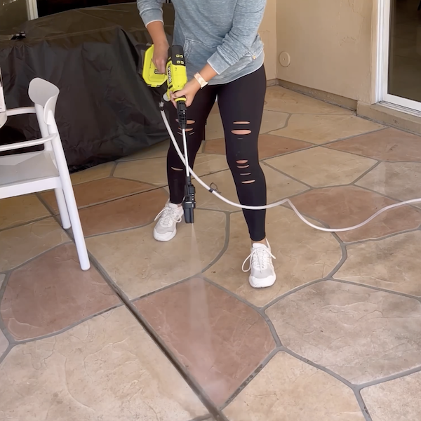 Cleaning off patio