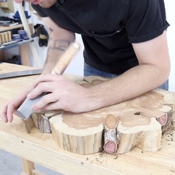 chiseling wood
